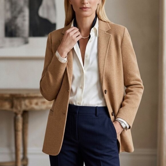 J. Crew Jackets & Blazers - J. Crew Schoolboy Sweater Blazer Camel Sz S Preppy Heritage Minimalist Chic